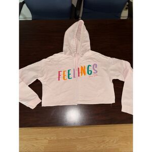 Pura Vida Light Pink Cropped Graphic Hoodie Size Small